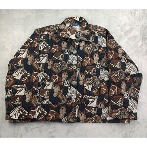 Jane Ashley Woman 3X Horse Print Jacket Button Front Collar